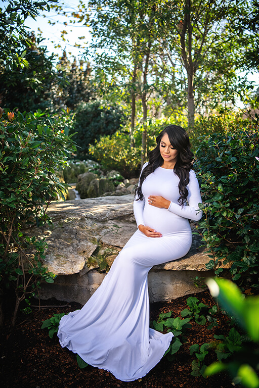 White maternity gown pregnancy photo