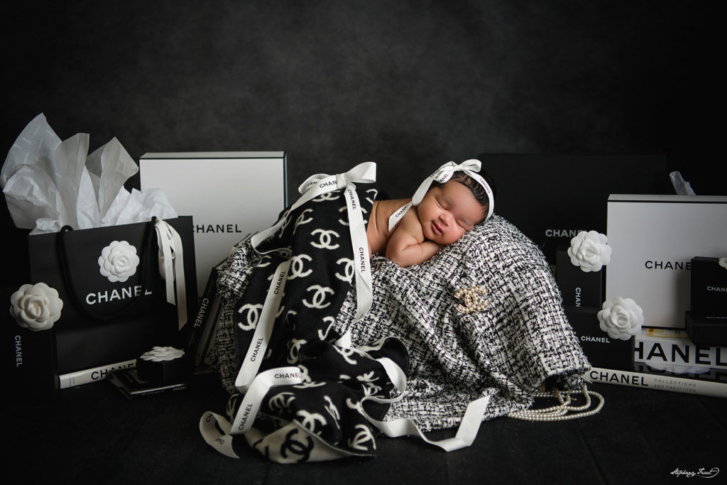 Chanel newborn photoshoot newborn photographer Dallas