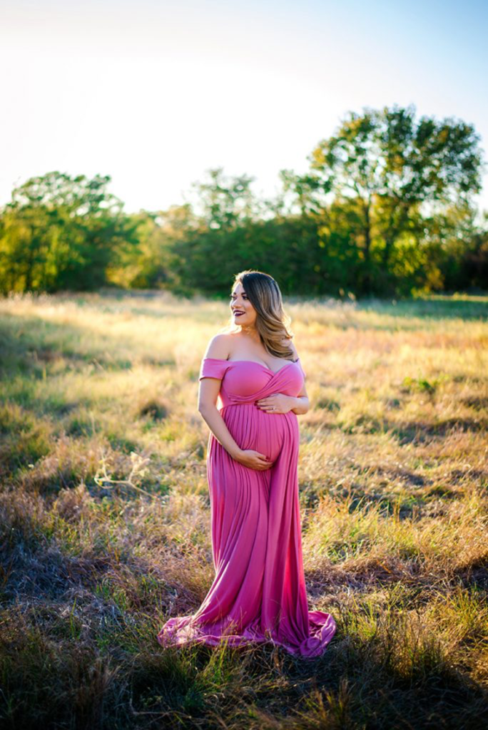 Dallas maternity photographer maternity gown pink