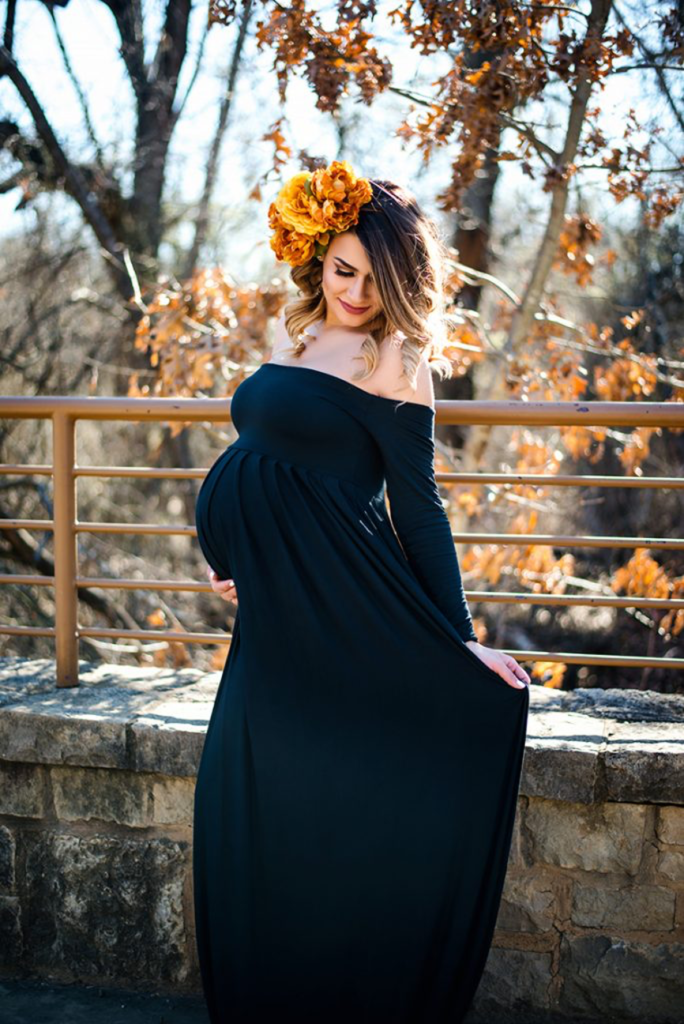 Maternity gown black Dallas maternity photographer