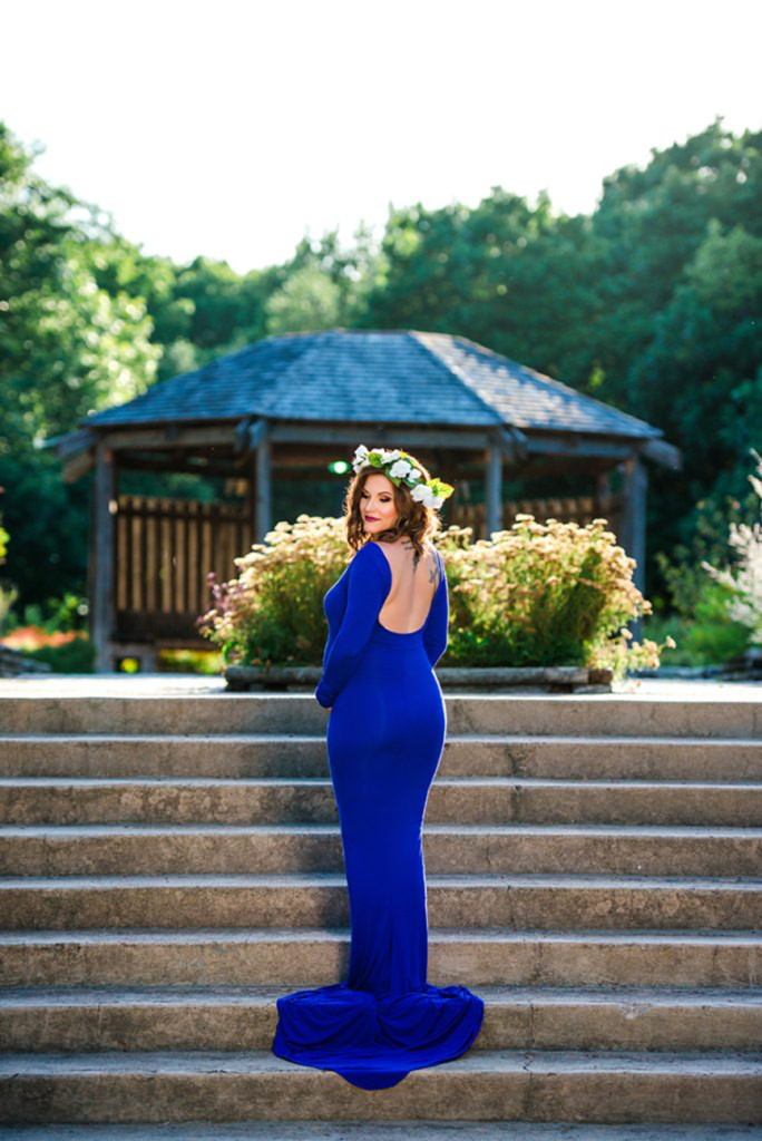 maternity photography in Fort Worth maternity gown blue