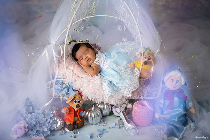 Cinderella baby girl newborn photoshoot